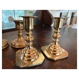 Vintage Brass Candlestick Holders Lot of 4 Mixed Styles 4.5in Good