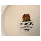 Vintage Decor Lot BLOCK Country Village Plates Floral Plate Wood Basket