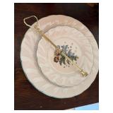 Holiday Ceramic Serving Pieces Snowman Plate & 2 Tier Tidbit Stand