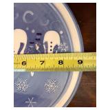 Holiday Ceramic Serving Pieces Snowman Plate & 2 Tier Tidbit Stand
