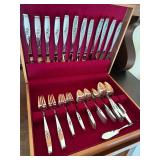 Vintage Silverplate Flatware Set Floral Pattern in Case 29 Pc