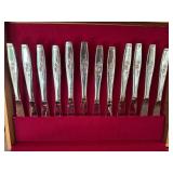 Vintage Silverplate Flatware Set Floral Pattern in Case 29 Pc