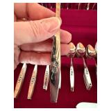 Vintage Silverplate Flatware Set Floral Pattern in Case 29 Pc
