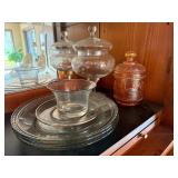 Vintage Glassware Lot Plates Bowl Covered Dishes Carnival Glass