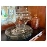 Vintage Glassware Lot Plates Bowl Covered Dishes Carnival Glass