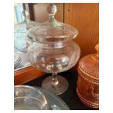 Vintage Glassware Lot Plates Bowl Covered Dishes Carnival Glass