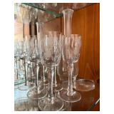 Vintage Etched Floral Glass Decanter Set w 6 Cordial Glasses