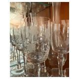 Vintage Etched Floral Glass Decanter Set w 6 Cordial Glasses