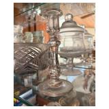 Vintage Footed Pressed Glass Centerpiece Bowl Frosted Cut Pattern