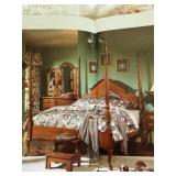 Thomasville Queen Poster Bed 81H Traditional Wood 4 Post Frame