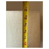 Carved Whitewashed Table Lamp w Linen Drum Shade 20in Traditional