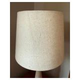 Carved Whitewashed Table Lamp w Linen Drum Shade 20in Traditional