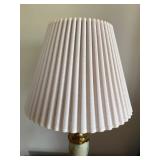 Brass Tone Table Lamp w Pleated Shade Faux Marble Column 30in