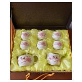 Chinese Porcelain Tea Set w/ 6 Cups Teapot Creamer Boxed Floral Bird
