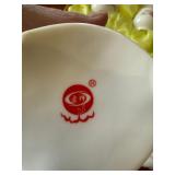 Chinese Porcelain Tea Set w/ 6 Cups Teapot Creamer Boxed Floral Bird