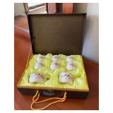 Chinese Porcelain Tea Set w/ 6 Cups Teapot Creamer Boxed Floral Bird
