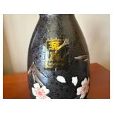 Kiyoshi Ceramic Sake Set Black Cherry Blossom Tokkuri 4 Cups Boxed