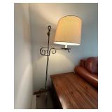 Wrought Iron Style Floor Lamp Scroll Arm Large Drum Shade 57in