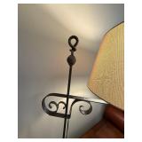 Wrought Iron Style Floor Lamp Scroll Arm Large Drum Shade 57in