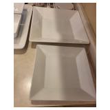 White Ceramic Bowls & Tray Set - Square & Rectangular Dishes