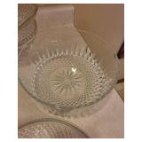 Crystal Glassware Assortment - Cut Diamond Pattern Bowls & Plates
