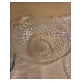 Crystal Glassware Assortment - Cut Diamond Pattern Bowls & Plates