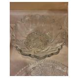 Crystal Glassware Assortment - Cut Diamond Pattern Bowls & Plates