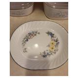 Pair of Floral Ceramic Corning Ware Casserole Dishes with Glass Lids - 2-Piece Kitchen Set