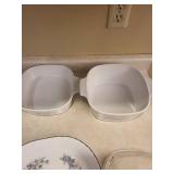 Pair of Floral Ceramic Corning Ware Casserole Dishes with Glass Lids - 2-Piece Kitchen Set
