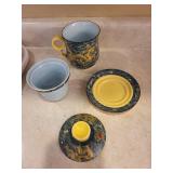 Dragon-Patterned Blue Porcelain Teapot With Infuser - Yellow Handle And Lid
