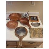 Wooden Bowls Set with Metal Bowls & Iron Panel - Made in India