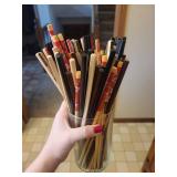 Assorted Chopsticks - Bamboo, Wood & Black Plastic, Floral Wrapped