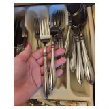 Floral-Patterned Silverware Set - Serving Forks & Spoons & Silicone Spatulas