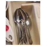 Ornate Floral Stainless Steel Flatware Set in Drawer Organizer