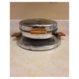 Waffle Iron - Vintage Round Electric with Wood Handles - Made in USA