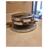 Waffle Iron - Vintage Round Electric with Wood Handles - Made in USA