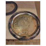 WM Rogers Silver Plate Round Platter Pair - Ornate Engraved Chargers, 2-Piece Set