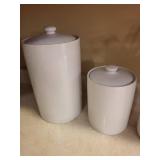 White Ceramic Canister Set with Lids - 2-Piece Kitchen Storage