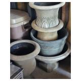 Ornate Concrete Planter Urn - Floral Relief, Large Garden Pot