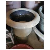 Ornate Concrete Planter Urn - Floral Relief, Large Garden Pot