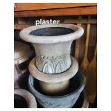 Ornate Concrete Planter Urn - Floral Relief, Large Garden Pot