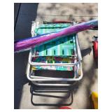 Pair of Floral Folding Beach Chairs - Bright Tropical Print, White Frames