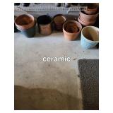 Assorted Ceramic Plant Pots - Terracotta & Blue Glaze - Mixed Sizes