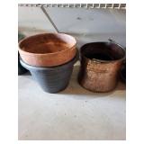 Assorted Ceramic Plant Pots - Terracotta & Blue Glaze - Mixed Sizes