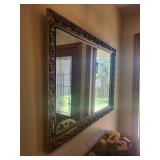 Mirror - Ornate Carved Wood Scroll Frame, Large Wall Mirror ~40 in tall