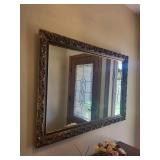 Mirror - Ornate Carved Wood Scroll Frame, Large Wall Mirror ~40 in tall