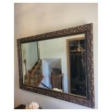 Mirror - Ornate Carved Wood Scroll Frame, Large Wall Mirror ~40 in tall