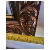Mirror - Ornate Carved Wood Scroll Frame, Large Wall Mirror ~40 in tall