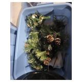 Rubbermaid Tote Holiday Decor: Pine Branches, Pinecones, Red Berries & Tinsel Balls