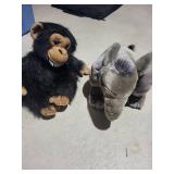 Tiger, Gorilla, Elephant & Giraffe Plush Toys (Lot of 4)